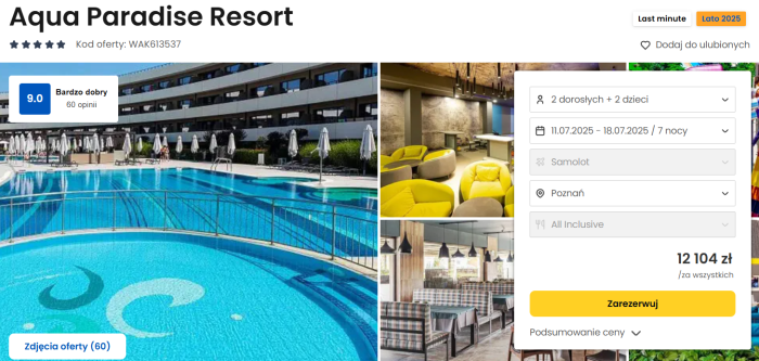 oferta hotelu Aqua Paradise Resort w Bułgarii ceny