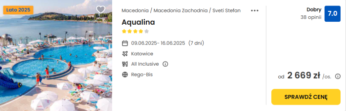 oferta hotelu Aqualina w Macedonii ceny