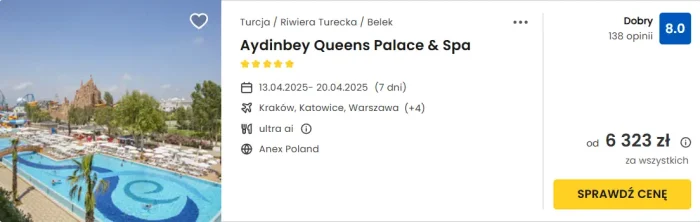 oferta hotelu Aydinbey Queens Palace&Spa w Turcji