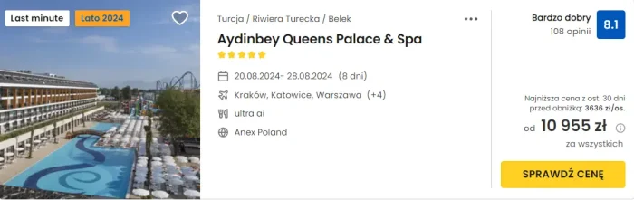 oferta hotelu Aydinbey Queens Palace&Spa w Turcji