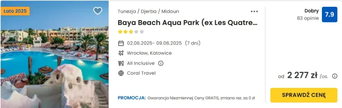 oferta hotelu Baya Beach Aqua Park w Tunezji ceny