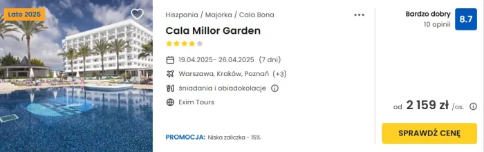 oferta hotelu Cala Millor Garden na Majorce ceny