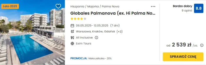 oferta hotelu Globales Palmanova na Majorce ceny