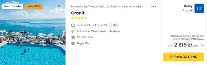 oferta hotelu Granit w Macedonii ceny