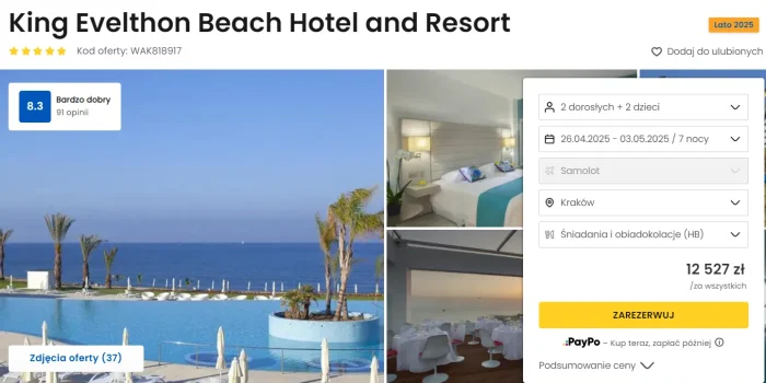 oferta hotelu King Evelthon Beach Hotel and Resort ceny