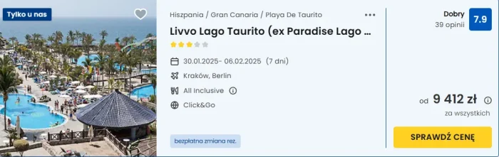 oferta hotelu Livvo Lago Taurito ceny