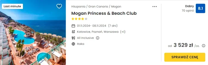 oferta hotelu Mogan Princess Beach Club ceny