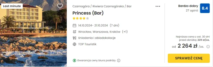 oferta hotelu Princess w Czarnogórze ceny