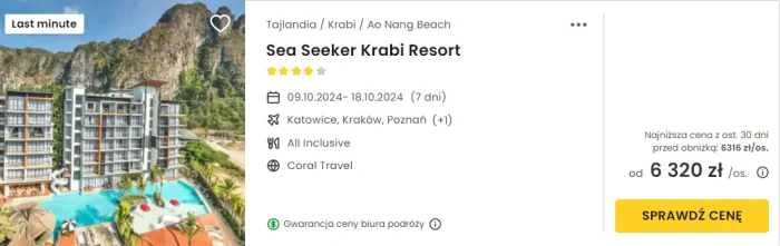 oferta hotelu Sea Seeker Krabi Resort w Tajlandii ceny