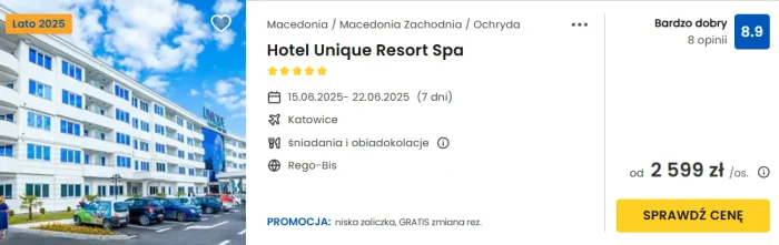 oferta hotelu Unique Resort Spa w Macedonii ceny