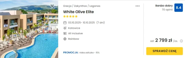 oferta hotelu White Olive Elite w Grecji ceny