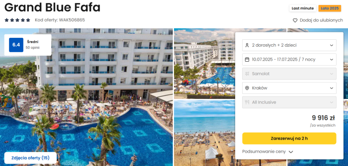 Oferta hotelu Grand Blue Fafa w Albanii ceny