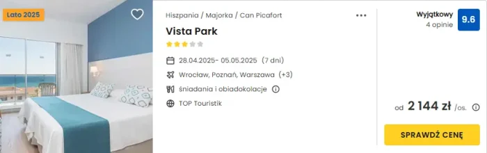 oferta hotelu Vista Park na Majorce ceny