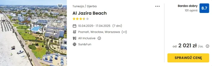 oferta hotelu Al Jazira Beach w Tunezji ceny