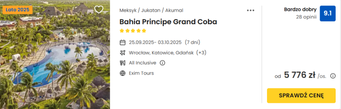 oferta hotelu Bahia Principe Grand Coba w Meksyku ceny