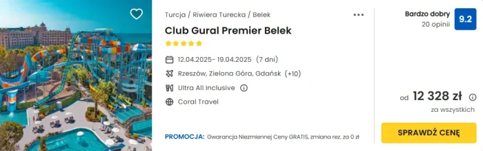 oferta hotelu Club Gural Premier Belek ceny