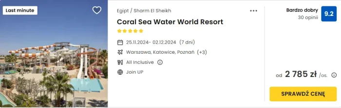 oferta hotelu Coral Sea Water World Resort w Egipcie ceny