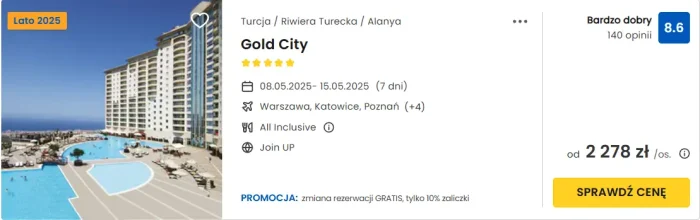 oferta hotelu Gold City w Turcji ceny