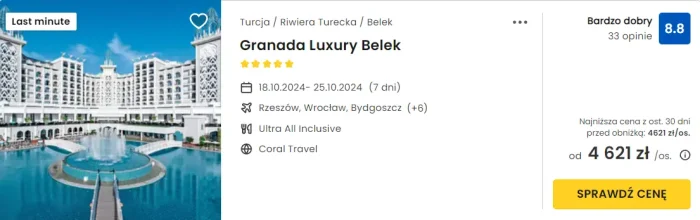 oferta hotelu Granada Luxury Belek w Turcji ceny