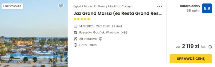 oferta hotelu Jaz Grand Marsa w Egipcie ceny