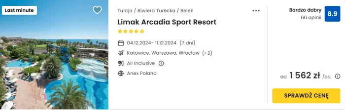 oferta hotelu Limak Arcadia Sport Resort w Turcji