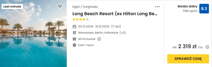 oferta hotelu Long Beach Resort w Egipcie ceny