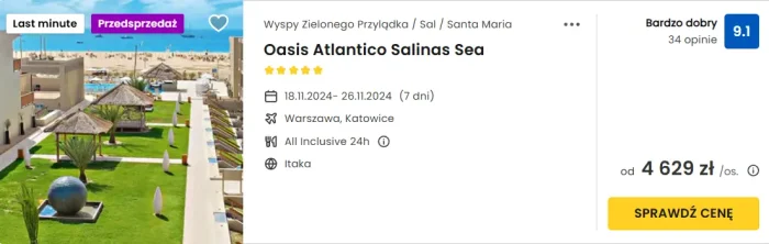 oferta hotelu Oasis Atlantico Salinas Sea ceny