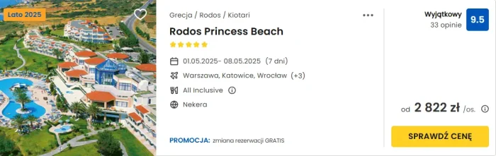 oferta hotelu Rodos Princess Beach na Rodos ceny