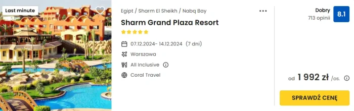 oferta hotelu Sharm Grand Plaza Resort w Egipcie ceny