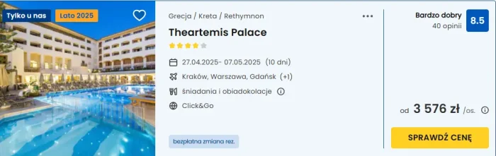 oferta hotelu Theartemis Palace na Krecie ceny