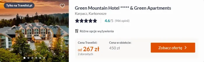 Oferta hotelu Green Mountain Hotel w Karpaczu ceny