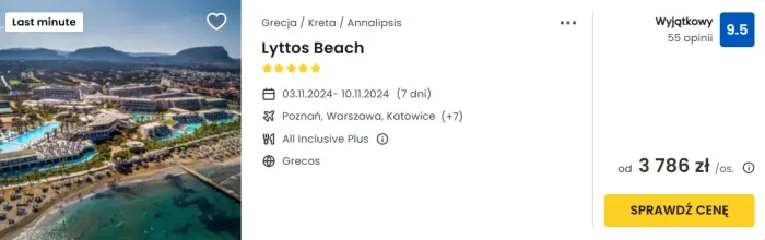 Oferta hotelu Lyttos Beach na Krecie ceny