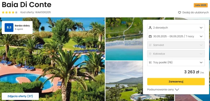 oferta hotelu Baia Di Conte na Sardynii ceny