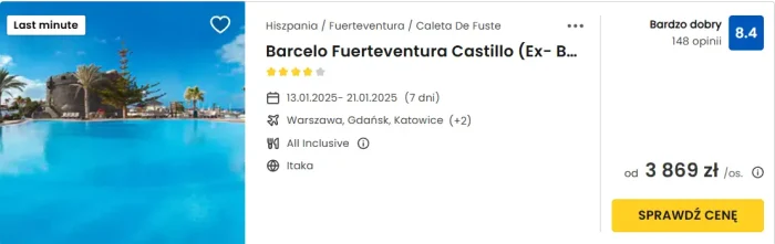 oferta hotelu Barcelo Fuertaventura Castillo ceny