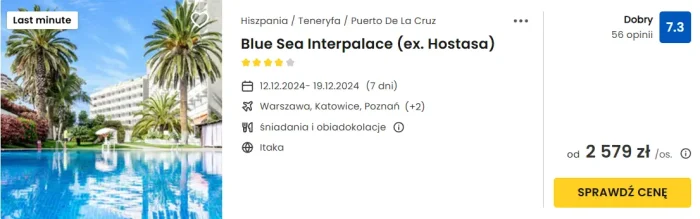 oferta hotelu Blue Sea Interpalace na Teneryfie ceny