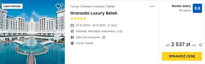 oferta hotelu Granada Luxury Belek ceny