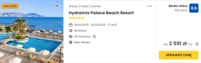 Oferta hotelu Hydramis Palace Beach Resort na Krecie ceny