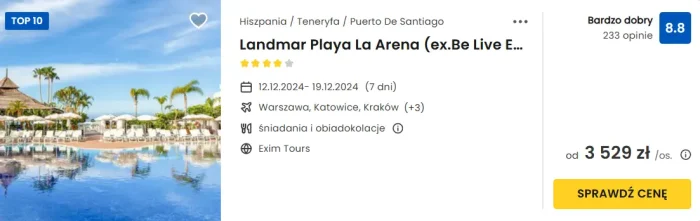 oferta hotelu Landmar Playa La Arena na Teneryfie ceny