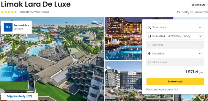 oferta hotelu Limak Lara De Luxe ceny