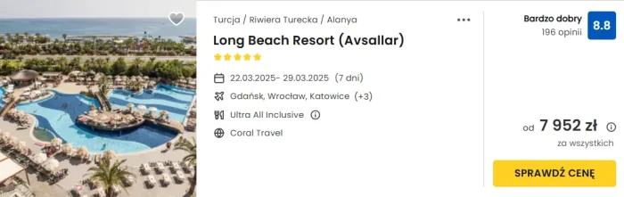 oferta hotelu Long Beach Resort w Turcji ceny