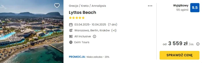 oferta hotelu Lyttos Beach na Krecie ceny