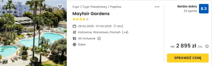 oferta hotelu Mayfair Gardens na Cyprze ceny