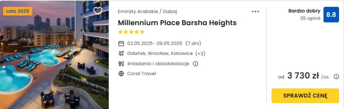 oferta hotelu Millennium Paace Barsha Heights w Dubaju ceny