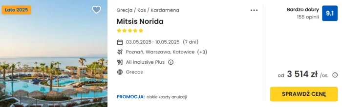 oferta hotelu Mitsis Norida na Kos ceny