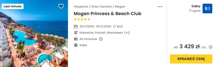 oferta hotelu Mogan Princess & Beach Club ceny