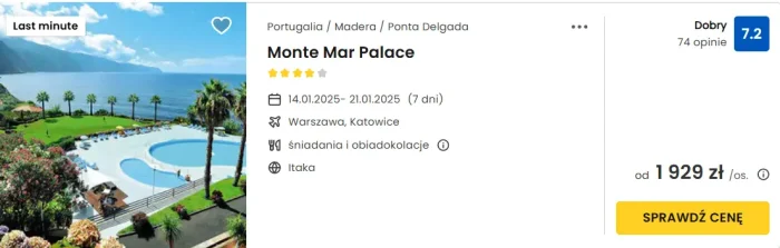 oferta hotelu Monte Mar Palace na Maderze ceny