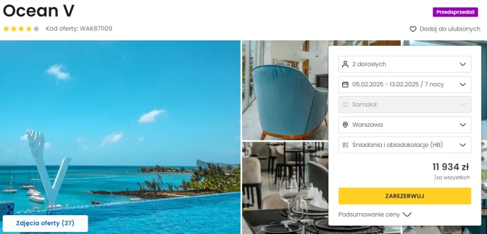 Oferta hotelu Ocean V na Mauritiusie ceny