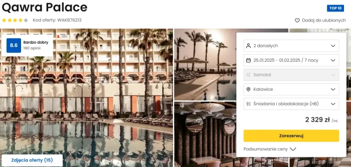 oferta hotelu Qawra Palace na Malcie ceny