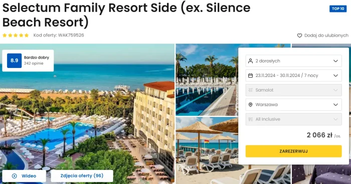 oferta hotelu Selectum Family Resort Side w Turcji ceny