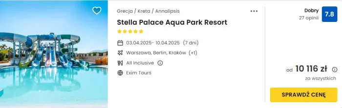 oferta hotelu Stella Palace Aqua Park Resort na Krecie ceny